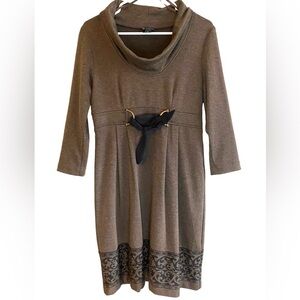 New Directions Brown Cowl neck sweater dress women’s size 10